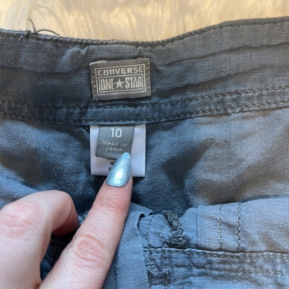 Converse One Star Gray Linen Cotton Blend Comfort Summer Shorts 10 - Picture 2 of 5